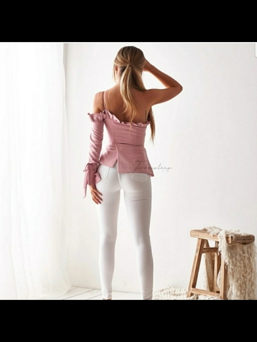 Two Sisters One-Shoulder Ruffle Peplum Top - Picture 5 of 16